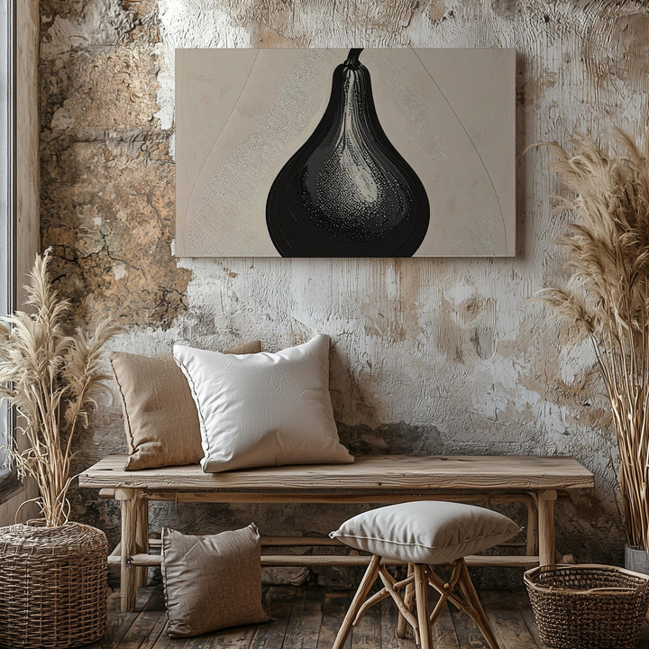 Gourd Shape Silhouette Canvas – Minimalist Black Vase Art on Taupe Background - Gifitto