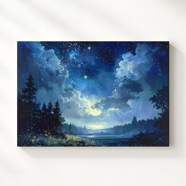 Celestial Drift Canvas – Serene Nebula Sky with Starry Deep Space Glow - Gifitto