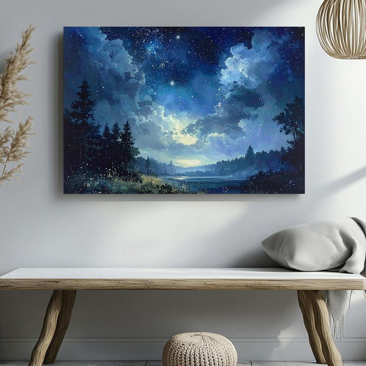 Celestial Drift Canvas – Serene Nebula Sky with Starry Deep Space Glow - Gifitto