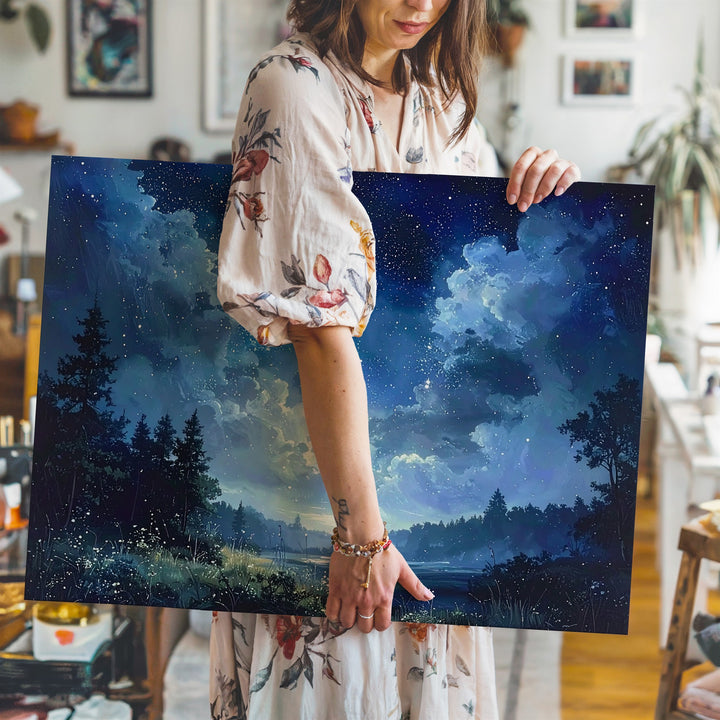 Celestial Drift Canvas – Serene Nebula Sky with Starry Deep Space Glow - Gifitto