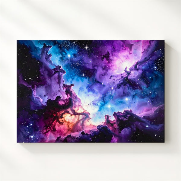 Galactic Bloom Canvas – Vivid Purple & Pink Nebula Cloud Wall Art - Gifitto