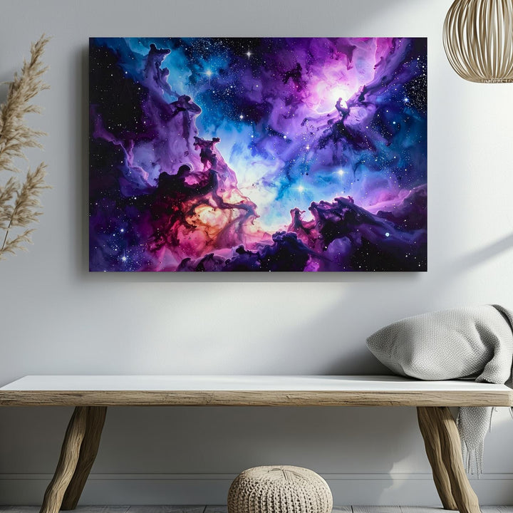 Galactic Bloom Canvas – Vivid Purple & Pink Nebula Cloud Wall Art - Gifitto