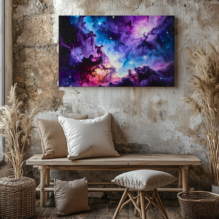 Galactic Bloom Canvas – Vivid Purple & Pink Nebula Cloud Wall Art - Gifitto