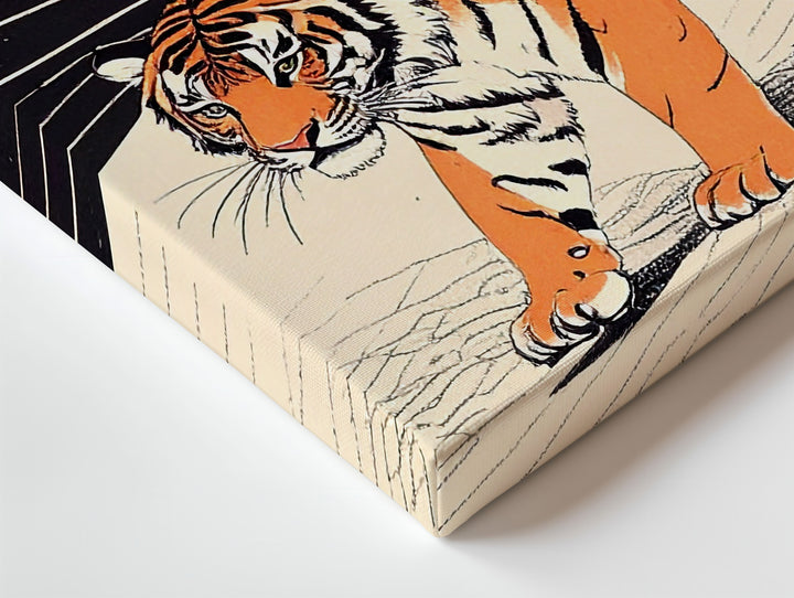 Minimalist Tiger Canvas – Stylized Jungle Tension with Abstract Black Forms - Gifitto