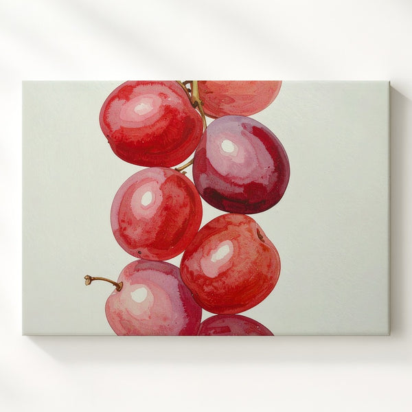 Red Grape Cluster Canvas – Minimalist Watercolor Fruit Art - Gifitto