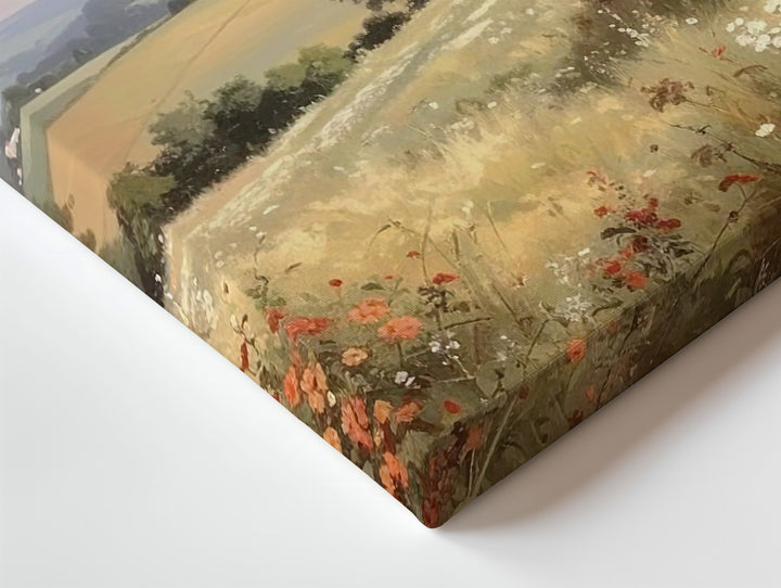 Wildflower Meadow Landscape Canvas – Soft Pastoral Hillside Wall Art - Gifitto