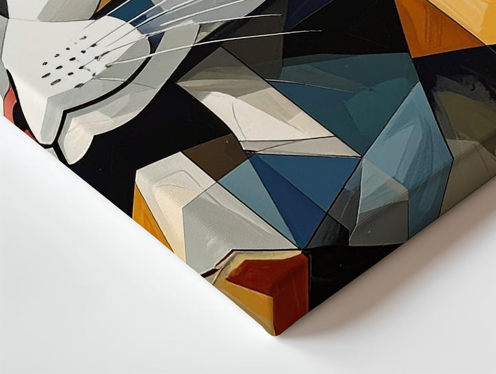 Cubist Cat Canvas – Modern Abstract Geometric Feline Art - Gifitto