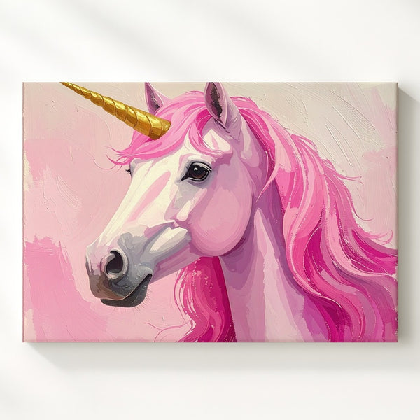 Pastel Pink Unicorn Canvas – Whimsical Fantasy Portrait Wall Art - Gifitto