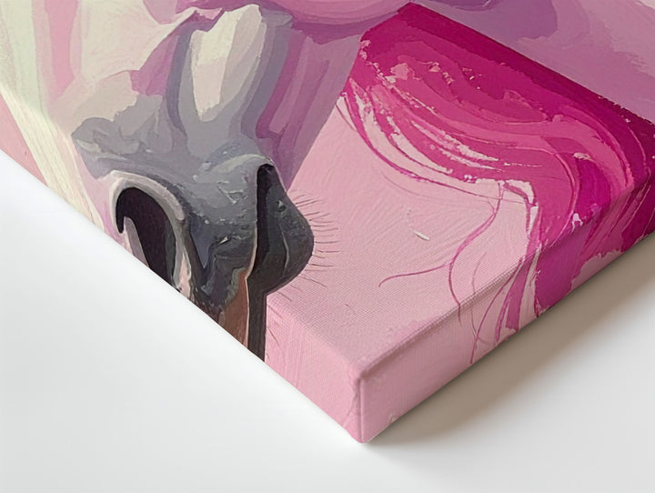 Pastel Pink Unicorn Canvas – Whimsical Fantasy Portrait Wall Art - Gifitto
