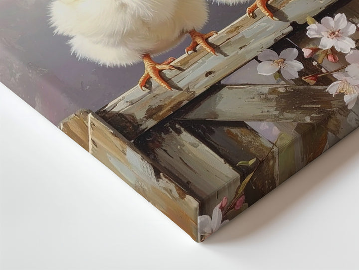 Charming Chicks on Fence Canvas – Springtime Wall Art - Gifitto
