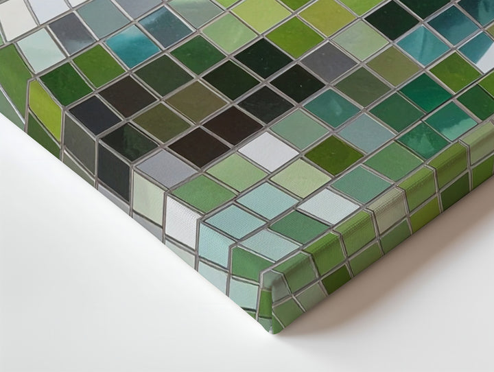 Mosaic Green Apple Canvas – Futuristic Fruit Art with Reflective Tile Effect - Gifitto