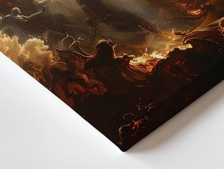 Heavenly Descent Canvas – Dark Fantasy Battle of Light & Shadow Wall Art - Gifitto