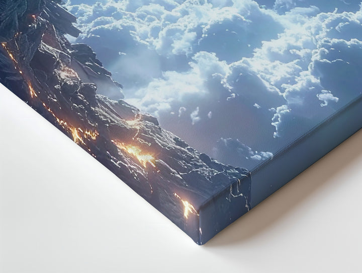 Celestial Bridge Canvas – Alien Stone Arch Above Clouds with Glowing Planet - Gifitto