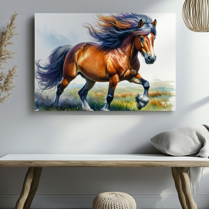 Playful Pony Canvas – Colorful Cartoon Pony in Mid-Trot - Gifitto