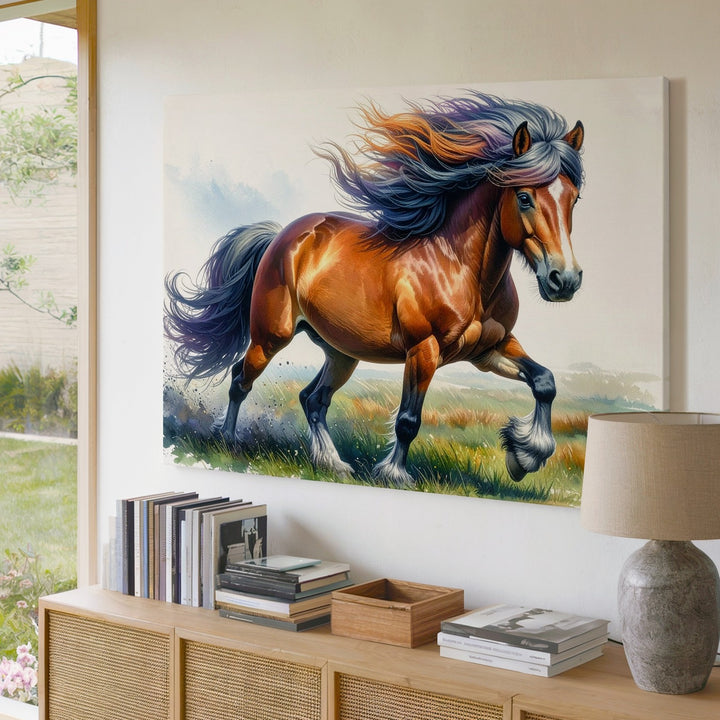 Playful Pony Canvas – Colorful Cartoon Pony in Mid-Trot - Gifitto