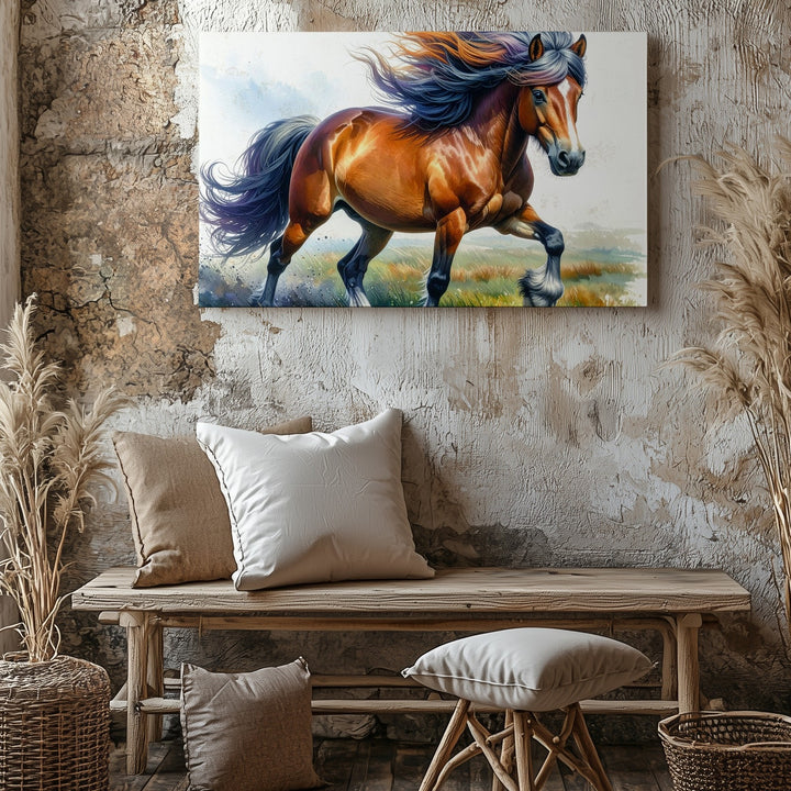 Playful Pony Canvas – Colorful Cartoon Pony in Mid-Trot - Gifitto