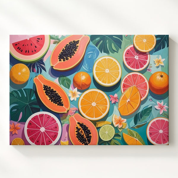 Tropical Slice Party Canvas – Bold Abstract Fruit Art with Summery Vibes - Gifitto