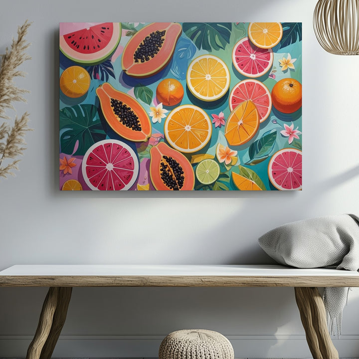 Tropical Slice Party Canvas – Bold Abstract Fruit Art with Summery Vibes - Gifitto
