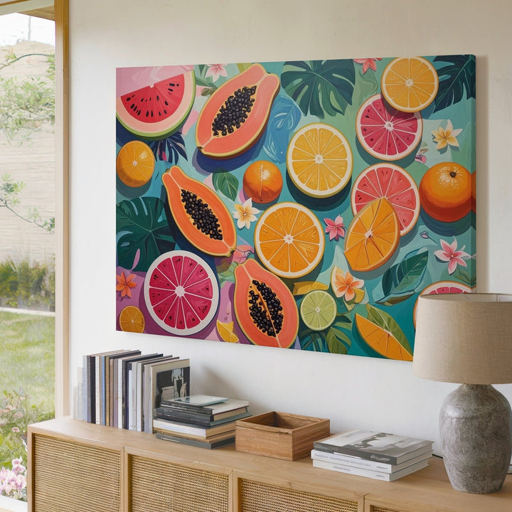 Tropical Slice Party Canvas – Bold Abstract Fruit Art with Summery Vibes - Gifitto