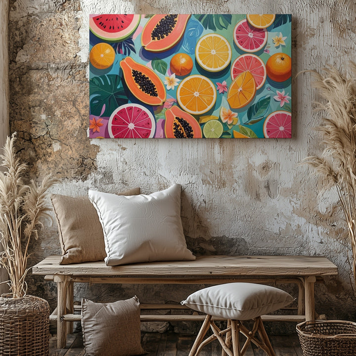 Tropical Slice Party Canvas – Bold Abstract Fruit Art with Summery Vibes - Gifitto