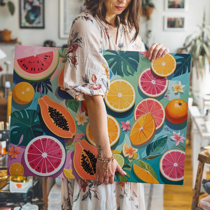 Tropical Slice Party Canvas – Bold Abstract Fruit Art with Summery Vibes - Gifitto