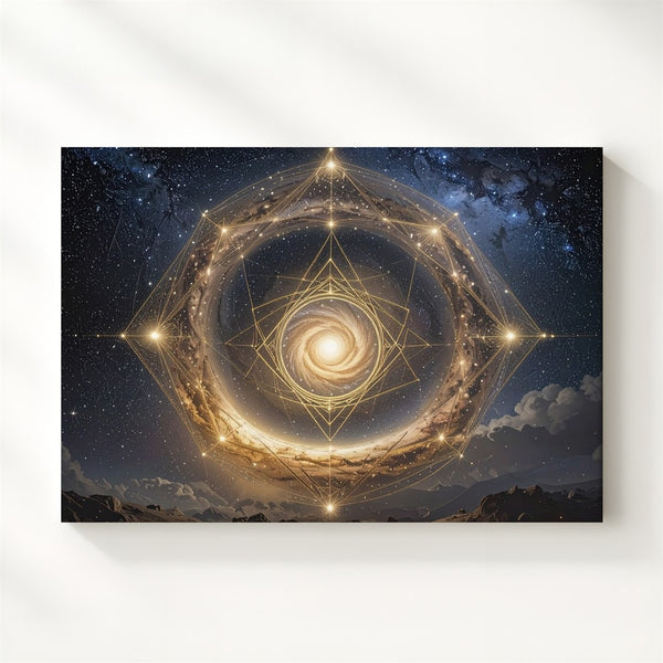 Sacred Geometry Galaxy Canvas – Golden Spiral with Cosmic Symmetry - Gifitto
