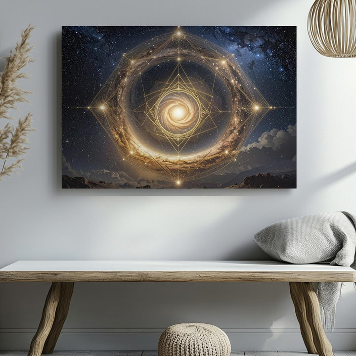 Sacred Geometry Galaxy Canvas – Golden Spiral with Cosmic Symmetry - Gifitto