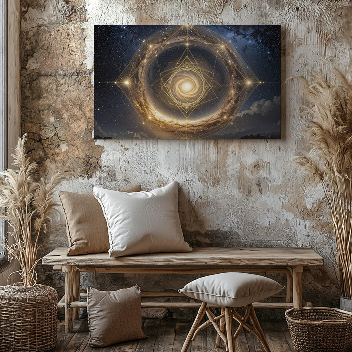 Sacred Geometry Galaxy Canvas – Golden Spiral with Cosmic Symmetry - Gifitto