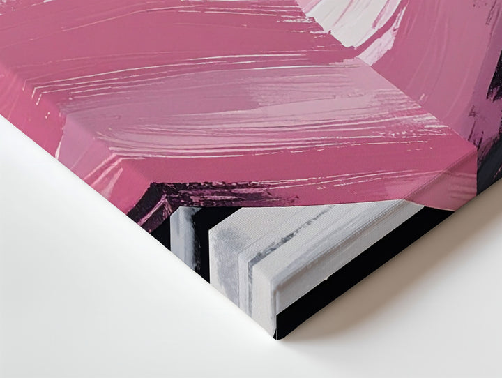 Striped Heart Canvas – Modern Chic Wall Art with Painted Pink Heart - Gifitto