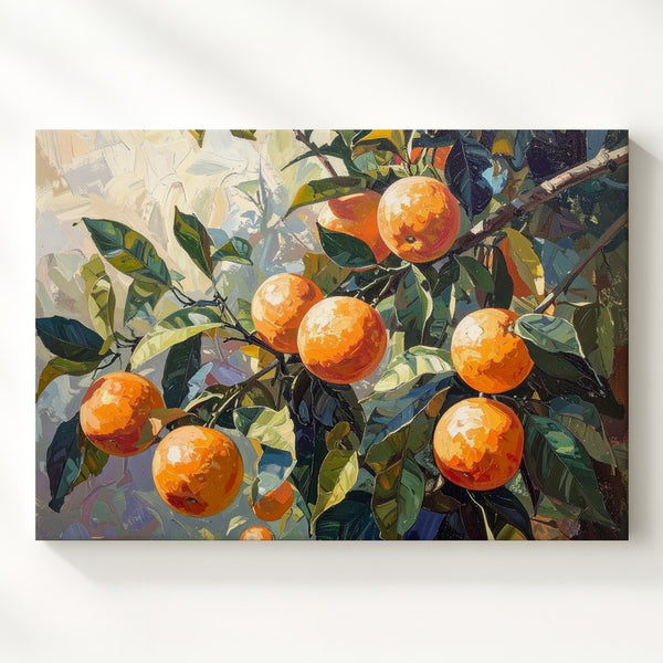 Lush Orange Grove Canvas – Impressionist Fruit & Foliage Wall Art - Gifitto