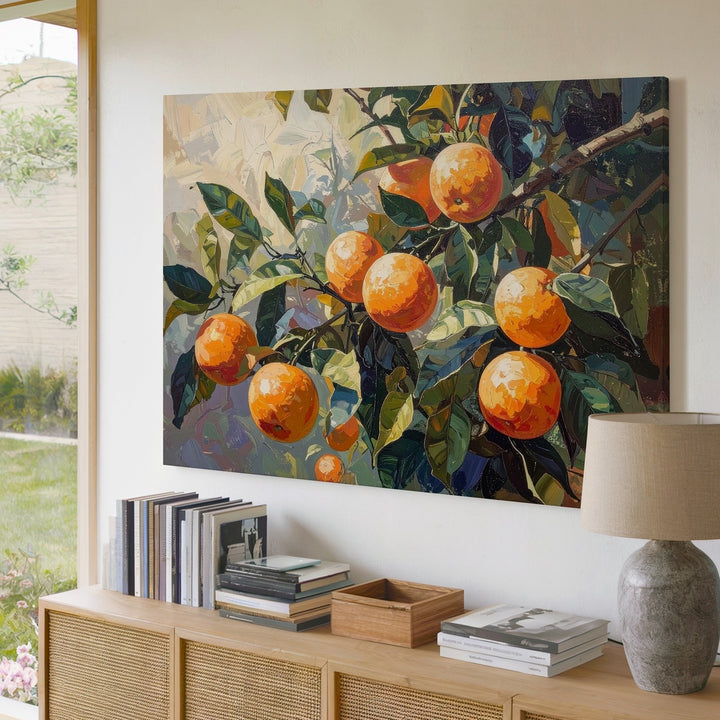 Lush Orange Grove Canvas – Impressionist Fruit & Foliage Wall Art - Gifitto