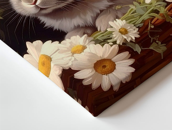 Daisy Rabbit Portrait Canvas – Serene Springtime Wall Art - Gifitto
