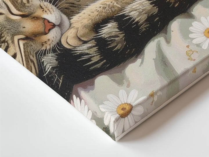 Cozy Tabby Cat Sleeping Canvas – Serene Feline Nap on Floral Blanket - Gifitto