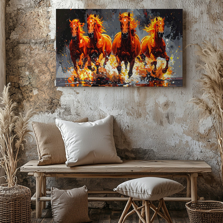 Apocalypse Run Canvas – Four Fiery Horses of Power & Fury - Gifitto