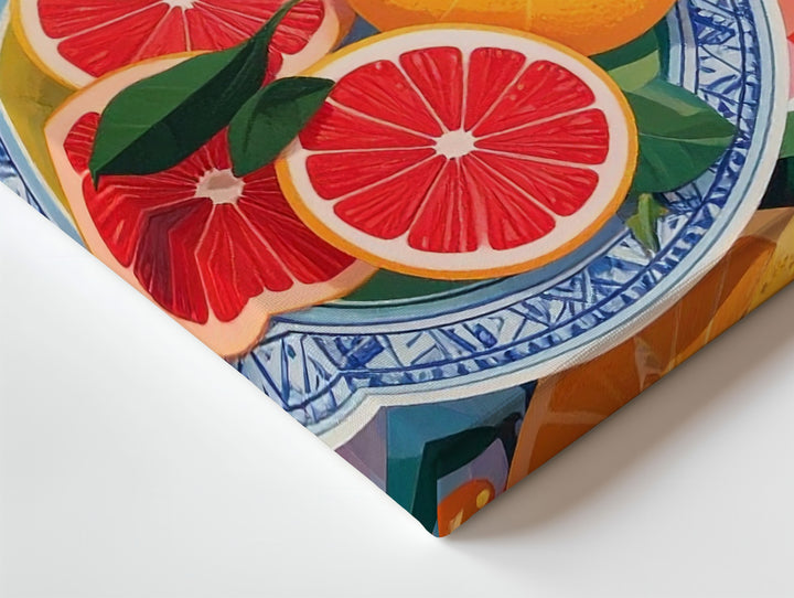 Citrus Picnic Pattern Canvas – Vibrant Market-Inspired Fruit & Dish Art - Gifitto