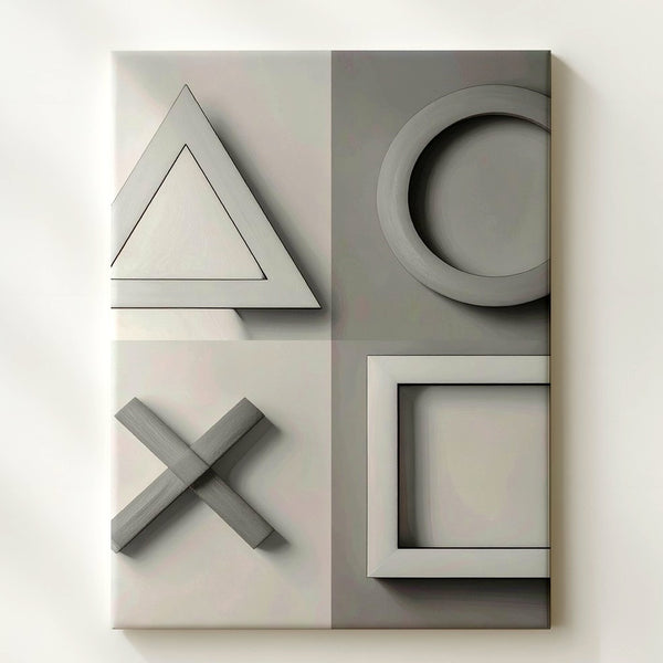 PlayStation Symbols Canvas – Minimalist Black & White Gamer Art - Gifitto