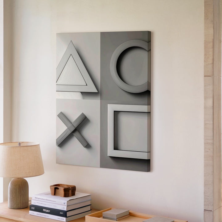PlayStation Symbols Canvas – Minimalist Black & White Gamer Art - Gifitto