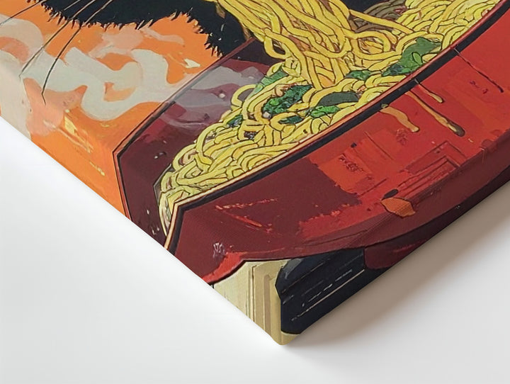 Kawaii Cat Ramen Canvas – Playful Pop-Art Food Illustration - Gifitto