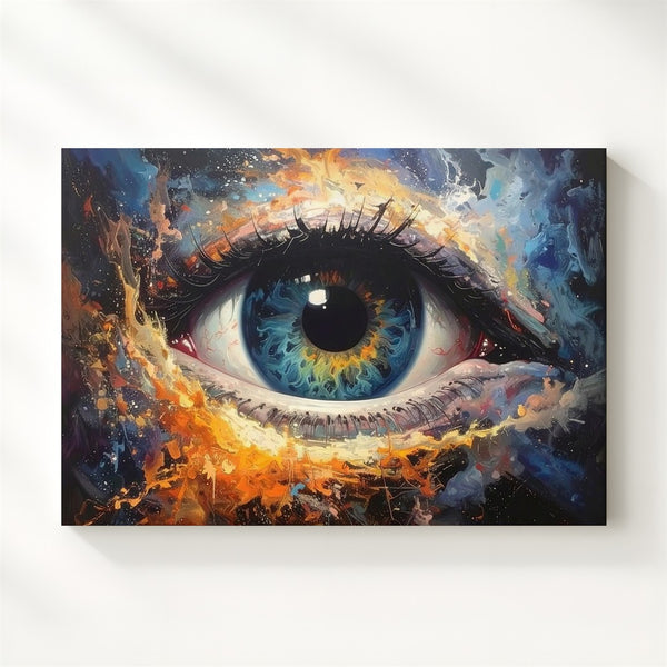 Cosmic Eye Nebula Canvas – Surreal Galactic Vortex in Orange, Blue & Black - Gifitto