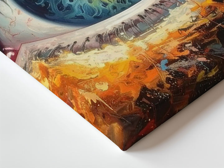Cosmic Eye Nebula Canvas – Surreal Galactic Vortex in Orange, Blue & Black - Gifitto