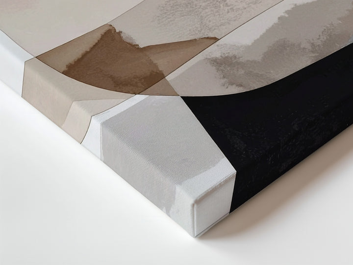 Organic Layered Forms Canvas – Abstract Art with Beige and Black-and-White Contrast - Gifitto