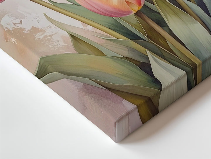 Pastel Tulip Bouquet Canvas – Elegant Spring Wall Art - Gifitto