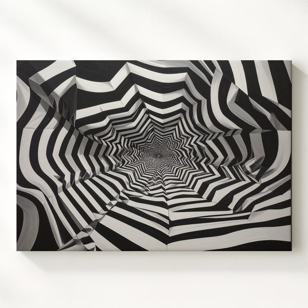 Optical Vortex Canvas – Abstract Black & White Illusion Art - Gifitto