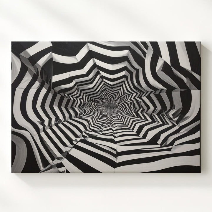 Optical Vortex Canvas – Abstract Black & White Illusion Art - Gifitto