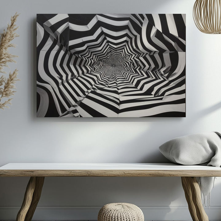 Optical Vortex Canvas – Abstract Black & White Illusion Art - Gifitto