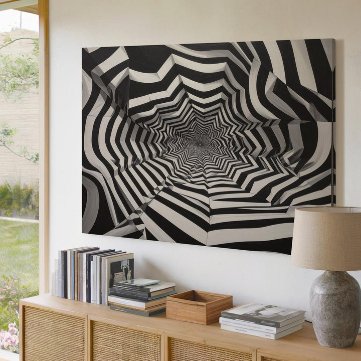 Optical Vortex Canvas – Abstract Black & White Illusion Art - Gifitto