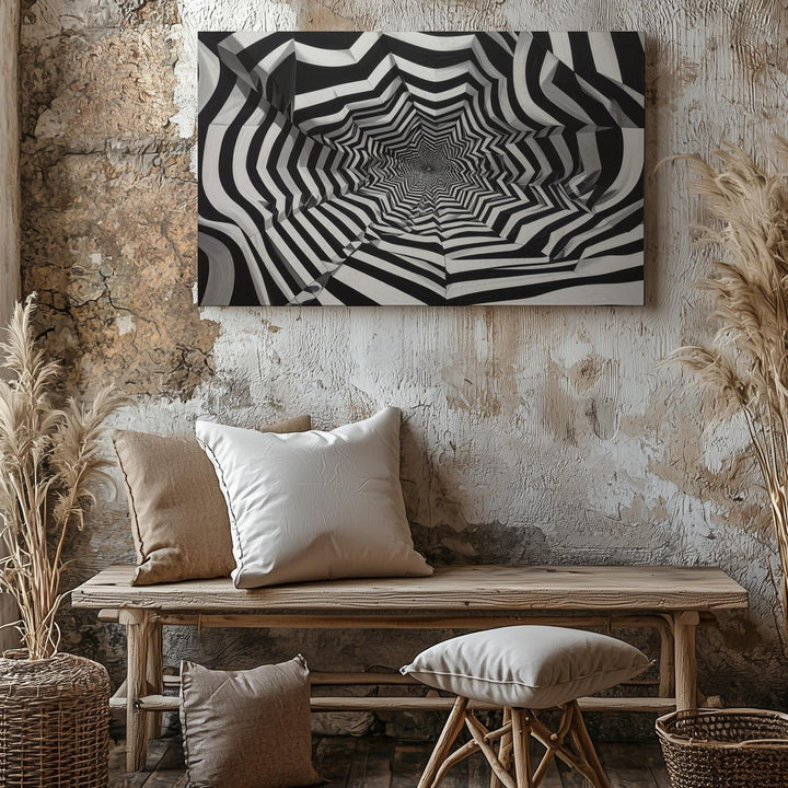 Optical Vortex Canvas – Abstract Black & White Illusion Art - Gifitto