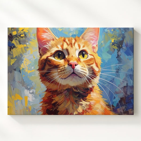 Expressive Ginger Tabby Cat Canvas – Impressionistic Feline Portrait Art - Gifitto
