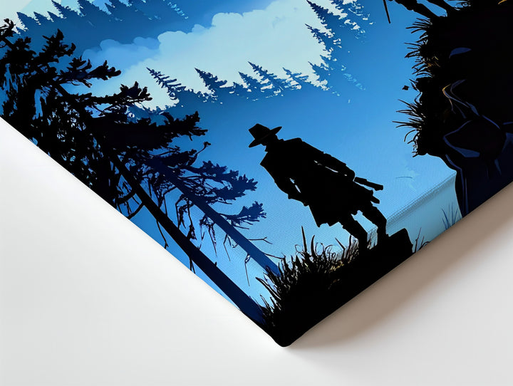 Dino Hunter Sunset Canvas – Silhouetted Wilderness Scene with T-Rex - Gifitto