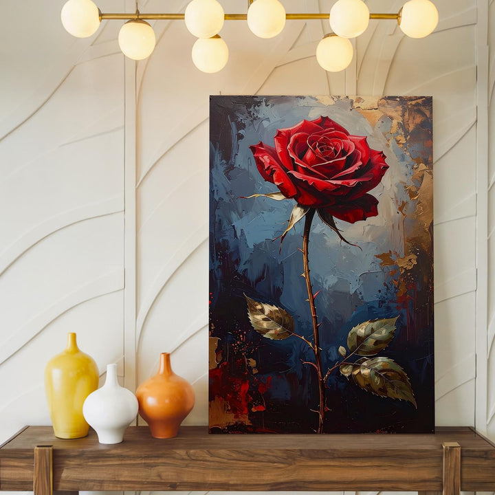Red Rose of Passion Canvas – Hyper-Realistic Floral Art for Love & Romance - Gifitto